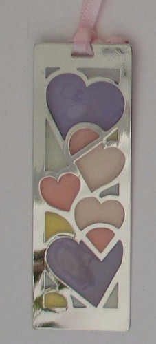 F2 e pastel heart HEARTS & FLOWERS LOVE BOOKMARK ORNAMENT stained glass look