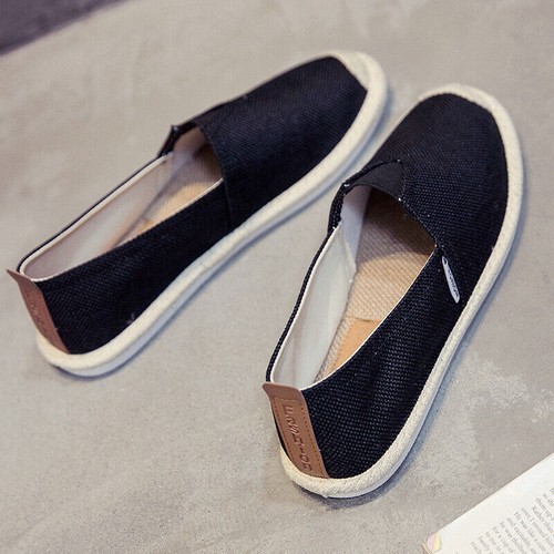 Scarpe da uomo in lino traspirante tela slip on flats scarpe da guida casual calzature - Foto 14 di 21