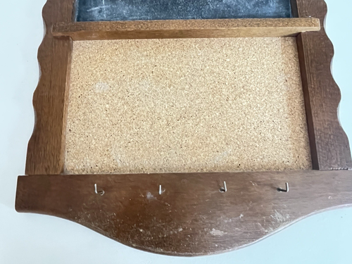 Vtg Message Chalk Board Blackboard Cork Board Key Hooks 1960s Hi Mark Taiwan - Picture 3 of 9
