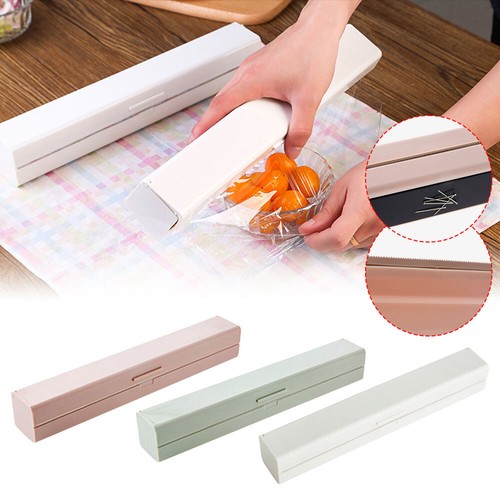 Food Wrap Dispenser Plastic Cutter Foil Cling Film Storage Holder Box Kitchen ES - Picture 17 of 21