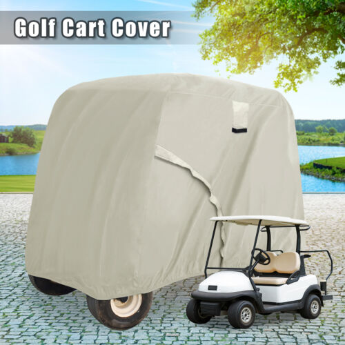 Golf Cart Cover 2 Passenger 400D Waterproof Outdoor Protective Cover Khaki