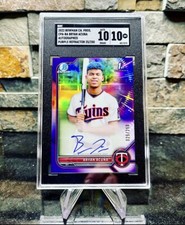 2022 Bowman Chrome BRYAN ACUNA 1st Auto PURPLE REFRACTOR /250 SGC 10/10 JE824
