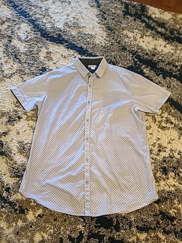 Craft + Flow Navy Diamond Button Down Short Sleeve Collar Shirt, Mens XXL - Picture 1 of 6