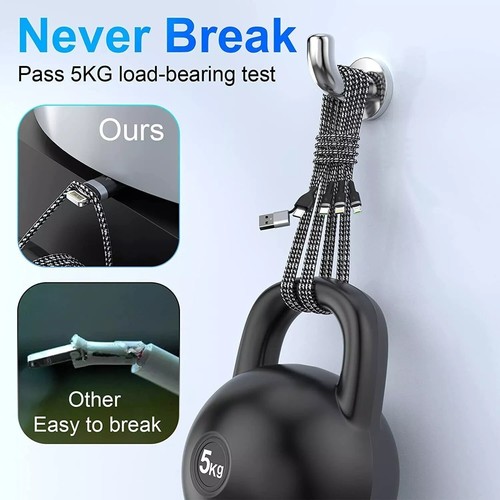 USB-C USB-A Multi Charger Cable 5 in 1 Charging Phone Type C For iPhone,Samsung - Picture 11 of 15
