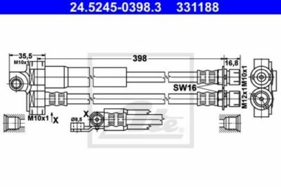 ATE Bremsschlauch 24.5245-0398.3 hinten für FORD TRANSIT Bus TOURNEO EAL EAS EBL