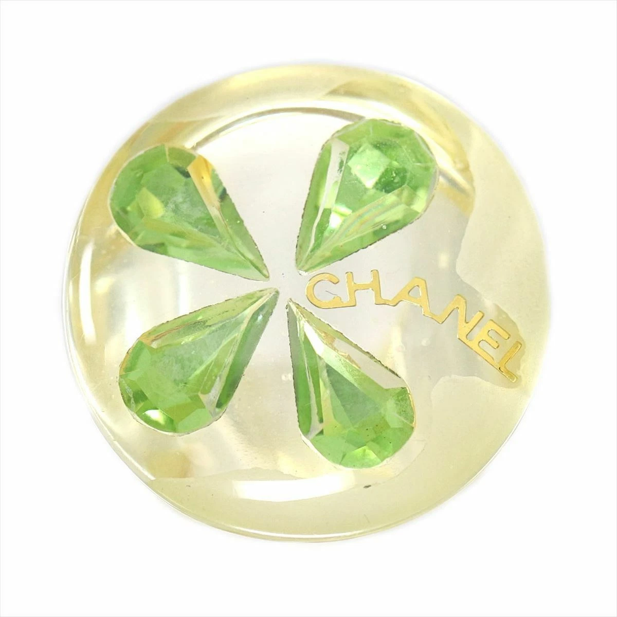 Chanel Clover Motif Plastic Plastic Ring Clear Used