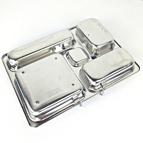 PlanetBox Rover Classic | 5-Compartment Stainless Steel Lunch Box +Blue Zip Case - Picture 6 of 7