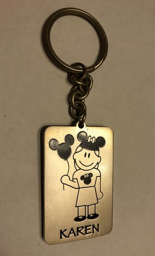 Vintage Walt Disney Parks Name Key Chain Karen Girl Hat Preowned Has Wear - Picture 4 of 7