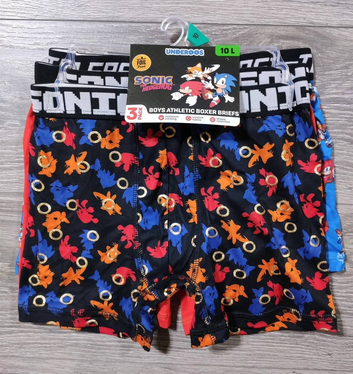 Sonic The Hedgehog Underwear Kids Large Size 10 Boxer Briefs 3-Pair Tails  Boys