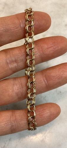 Vintage 14K Gelbgold Doppel Gliederkette Bettelarmband 4,96 Gramm - Bild 4 von 20