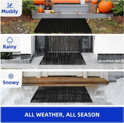 Multi-Purpose Heavy Duty Non-Slip Doormat - 30"x18" Waterproof Black Rug - Picture 8 of 11