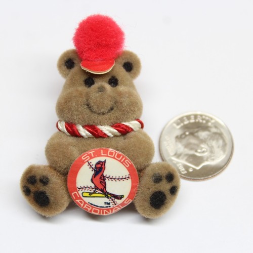 St. Louis Cardinals Baseball Teddy Bear Pin With Hat Collectible Karanne - Picture 2 of 3