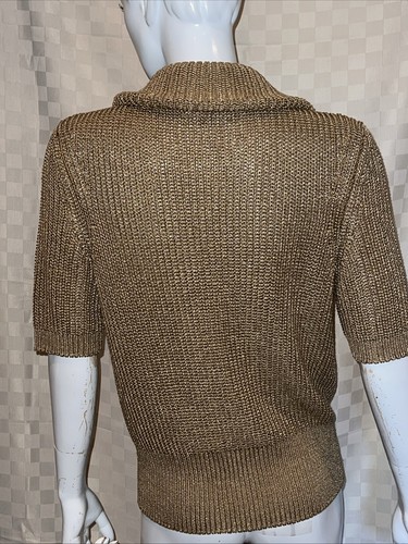 Escada Gold Cardigan Sweater Medium Short Sleeves New - Picture 4 of 5