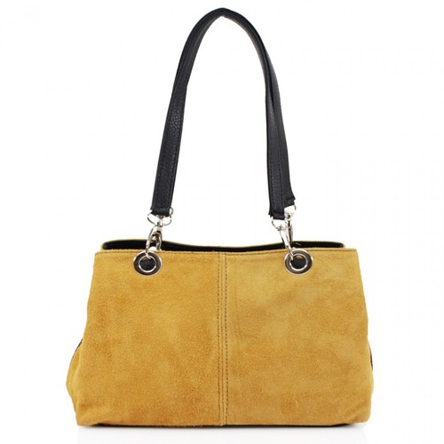 Kleine Damen-Schultertasche aus italienischem Wildleder Dreifachfachfach Obergriff - Bild 10 von 21