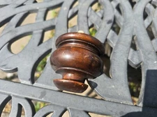 2 1/2" half round antique clock finial, nice old varnish clockmakers walnut