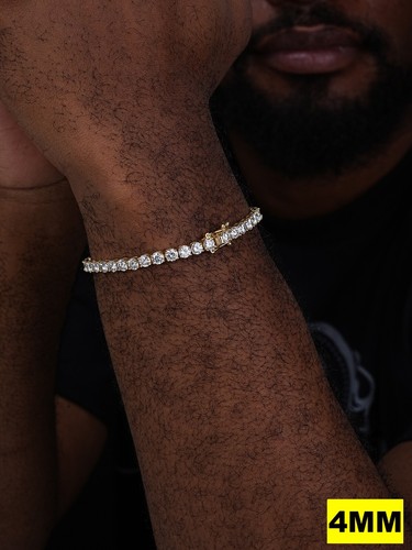 Tennis Bracelet SOLID 925 Sterling Silver & Gold Plated ITALY Single Row CZ Icy - 第 18/24 張圖片