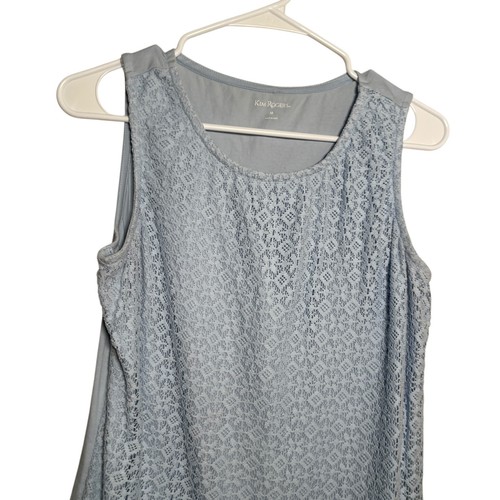 Kim Rogers Tank Top Damen mittelblau Strick ärmellos einfarbig Shirt Spitze - Bild 2 von 10