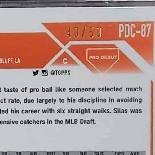 2023 TOPPS CHROME PRO DEBUT   #PDC-87 Sirlas Ardoin Gold Mini Diamond /50 - Image 3 of 3