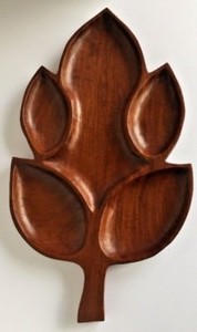 Vintage-Wood-Mid-Century-5-Compartment-Leaf-Serving-Dish-Large-Tray-20-5-x-11-5