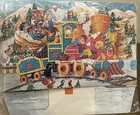 Vtg Christmas Advent Calendar Denmark GEMO 7703 Santa Train And Kids, 3D Movable