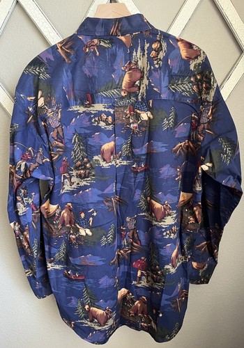 Rare! Vtg Chaps Ralph Lauren Mens XL Button Down Long Sleeve Shirt Outdoors Bear - Picture 7 of 10