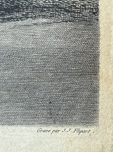 1773 drammatica incisione francese "La caccia all'orso" J.J. Flipart dopo Carle Van Loos - Foto 5 di 24