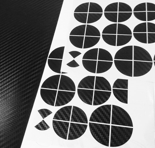 Black and Gray CARBON Fiber Roundel Decal for BMW BADGE EMBLEMS Rims Hood Trunk - Picture 2 of 5