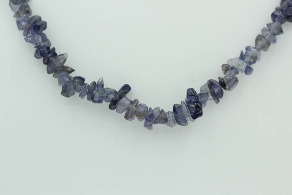 38,1 Carati Scintillante Iolite Collier Collana con Schegge 925 Argento Prolunga - Immagine 2 di 4