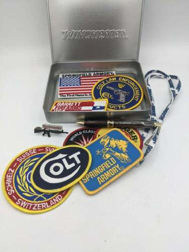 Lot of Firearm Patches, pin, pens and Winchester Metal Tin/ Colt, Ruger and More - Picture 3 of 6