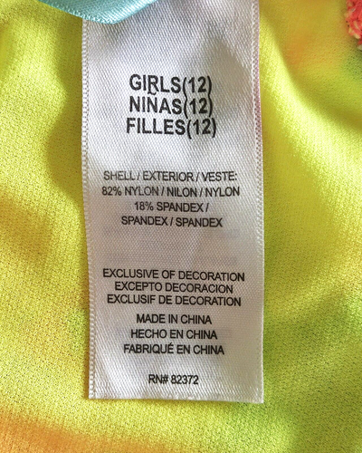 Breaking Waves Girls Swimsuit Ruffle Braided Straps Neon Floral One Piece S - Picture 9 of 13