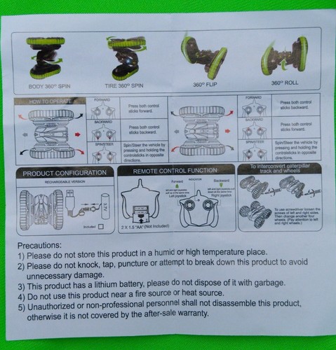 RC Stunt Car SONG YANG TOYS Caterpillar Track/Wheels 2in1Joystick Remote NIOB - Picture 9 of 12