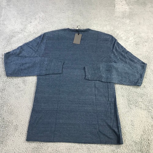 John Varvatos Sweater Mens Medium M Blue Collection Luxury Henley New $298 - Picture 7 of 11