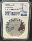 2024-S SILVER EAGLE NGC PF69 ULTRA CAMEO AMERICAN EAGLE Early Releases