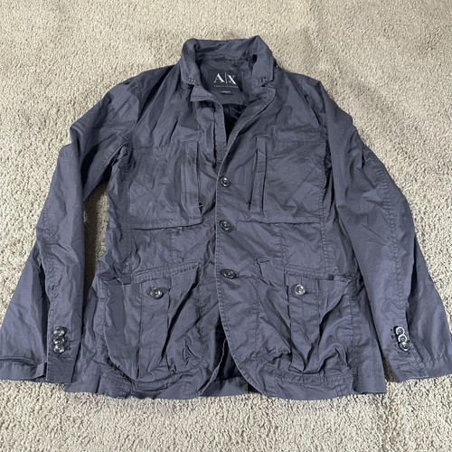Armani Exchange Jacket Men Small Utility Button Up Multi Pocket Coat - Picture 1 of 13
