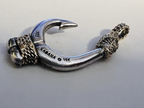 Kabana 14K Solid Gold & Sterling Silver Fishhook Pendant - Picture 1 of 12