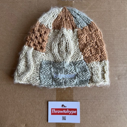 Bonnet tricot Supreme Block tricoté main poly marron bronzé SS25 neuf avec étiquettes