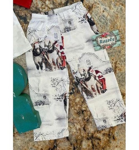 Kids Western Christmas Pajamas: Cowboy Santa Sleigh Ride PJs - Picture 6 of 21
