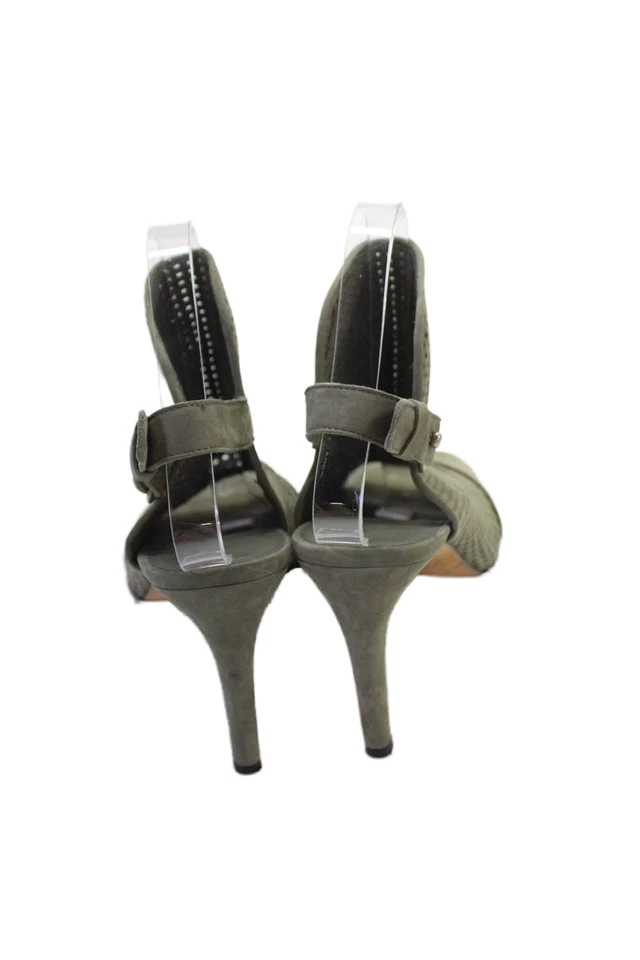 Vince Mujer Gamuza Peep Toe Cages Tacones Cordones Verde Talla 8.5 Foto 3 de 4