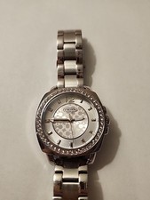 COACH Boyfriend Crystal Watch Women’s Silver Tone Watch Needs Battery 