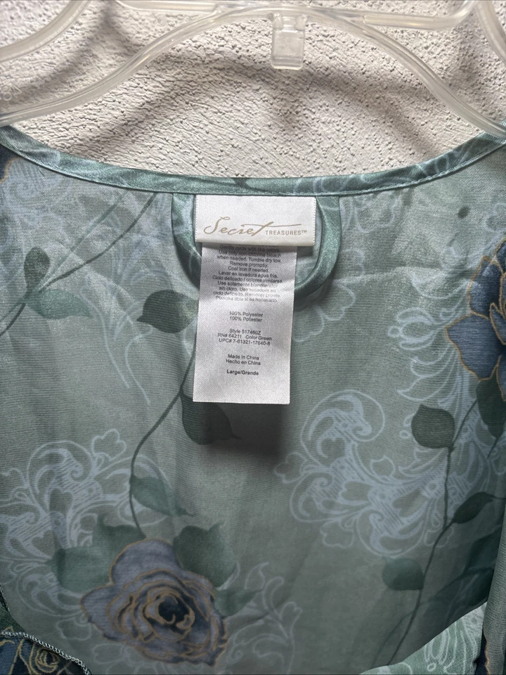 Vestido y bata Secret Treasures para mujer talla L verde floral satinado kimono camisón de encaje Foto 2 de 4