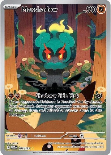 Casi Nuevo-Como Nuevo, Pokémon Inglés Holo Marshadow - 146/132 - Ilustración Raro ME - Mega 
