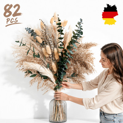 Trockenblumen Getrocknet Pampasgras 82 Stück Natürlich 40 cm Tischdeko Vasen DE