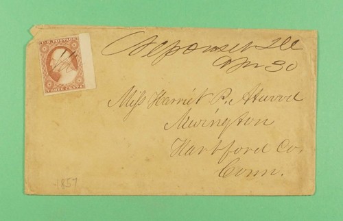 DR WHO 1857 IMPERF NEPONSET IL TO NEWINGTON CT r06989
