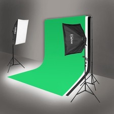 Photo Photography 2 SoftBox Studio Lighting Kit Backdrop Light Stand Set w/ Bag