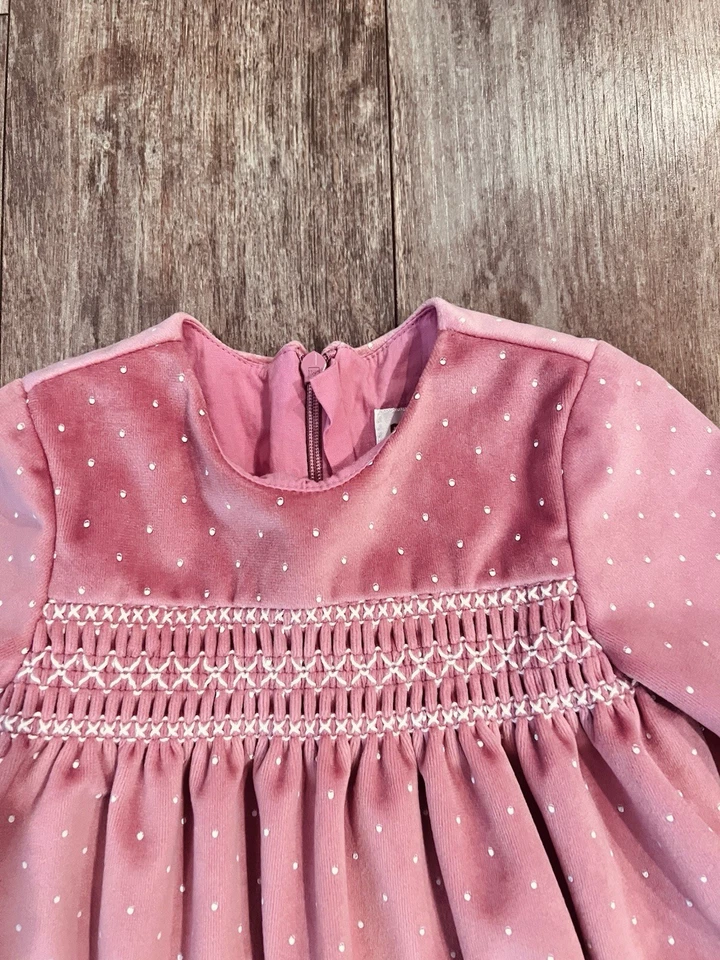 Mayoral Pink Velvet Smocked Baby Dress, 4-6 months, 70 cm - Image 2 of 4