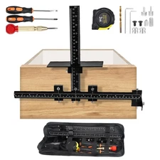 14-Piece Cabinet Hardware Jig Tool Set, Black Aluminum Alloy Cabinet Handle J...