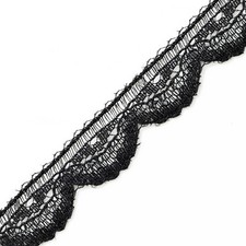 1/2 Inch Black Scalloped Raschel Lace Trim, 5 Yards, SP-2164