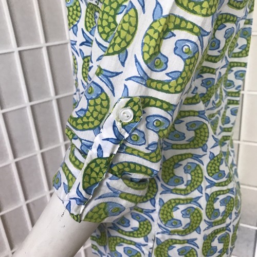 OLIPHANT Tunic Koi Fish Size XS Roll Tab 100% Cotton Comfort Shirt - Picture 6 of 17