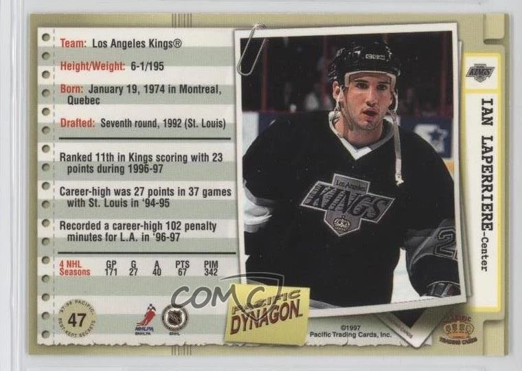 1997-98 Pacific Dynagon Best-Kept Secrets Ian Laperriere #47 - Image 2 of 2