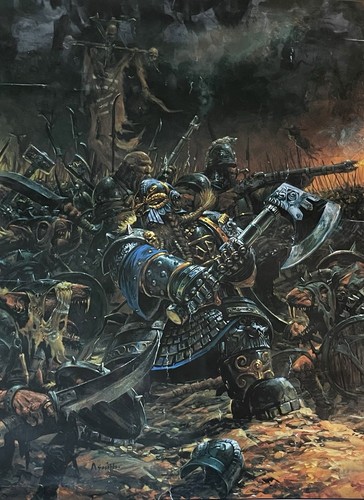 Rare Vintage Warhammer Poster Skaven Attack Adrian Smith Games Workshop Flaws